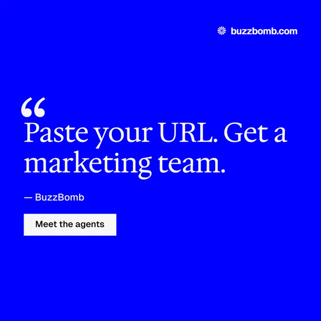 Instagram post for BuzzBomb: "Nothing ships unapproved." Swiss style, quote layout, dark palette in blue.