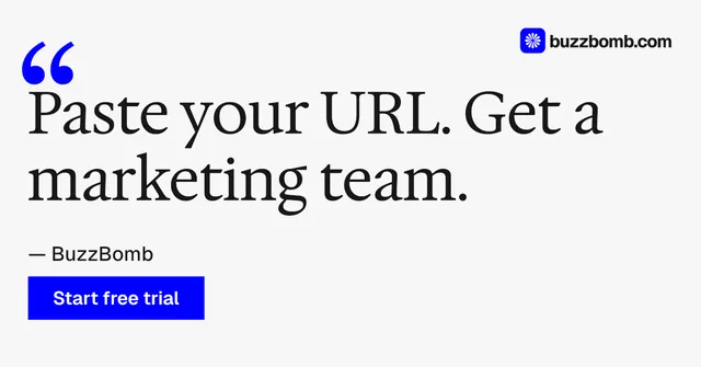 Social ad for BuzzBomb: "Nothing ships unapproved." Swiss style, quote layout, light palette in white, grey, blue.