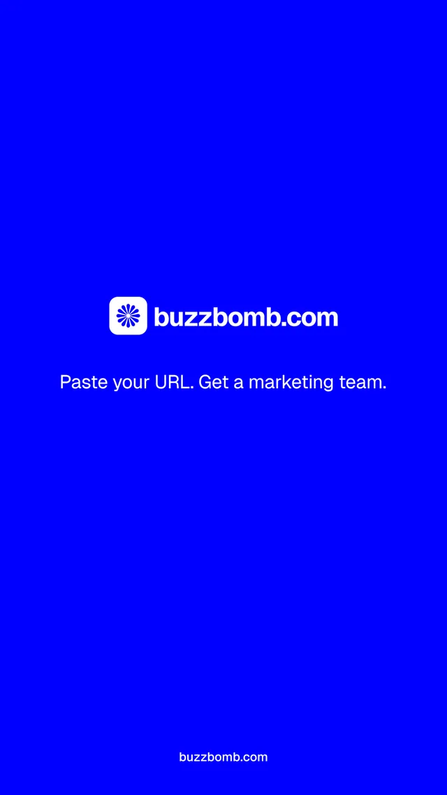 Instagram story for BuzzBomb: "Distribution, solved." Agentic glass style, end card layout, dark palette in blue.