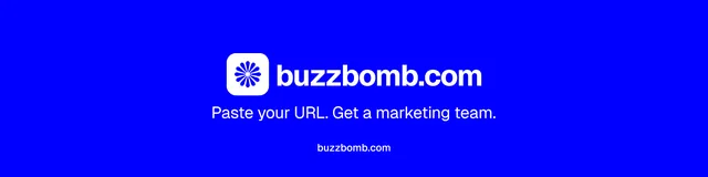 LinkedIn banner for BuzzBomb: "Distribution, solved." Agentic glass style, end card layout, dark palette in blue.