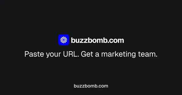 Social ad for BuzzBomb: "Distribution, solved." Split block style, end card layout, dark palette in black.