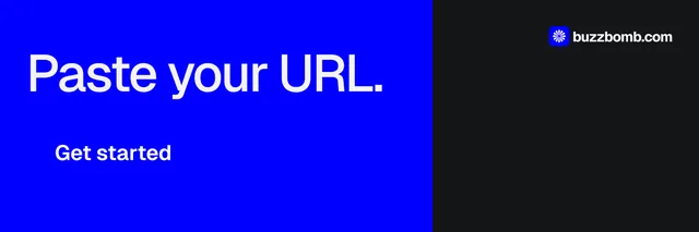 X header for BuzzBomb: "Paste your URL." Split block style, skeleton layout, dark palette in blue, black.