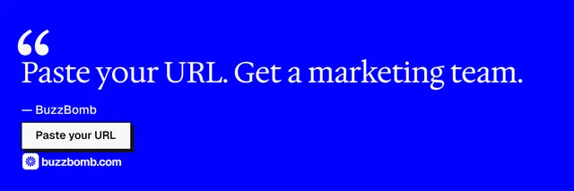 X header for BuzzBomb: "Nothing ships unapproved." Brutalist style, quote layout, dark palette in blue.