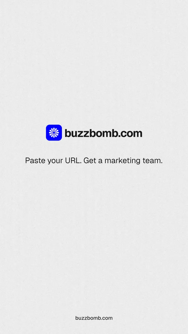 Instagram story for BuzzBomb: "Distribution, solved." Swiss style, end card layout, light palette in white.