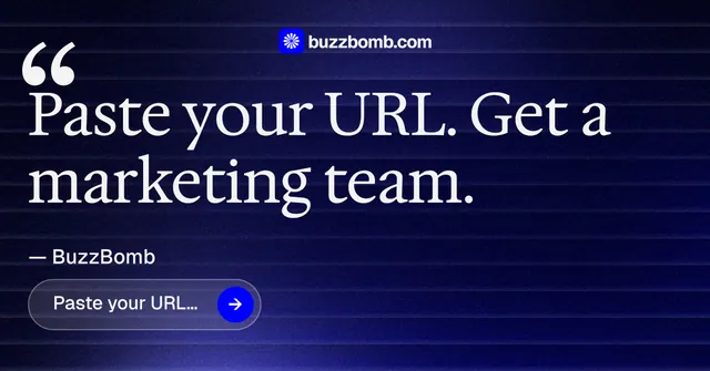 Social ad for BuzzBomb: "Nothing ships unapproved." Agentic glass style, quote layout, dark palette in black, blue, grey.