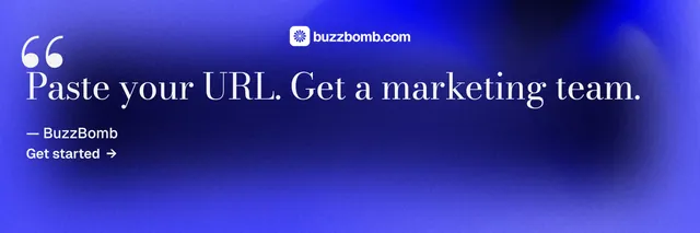 X header for BuzzBomb: "Seven agents. One chat." Minimal luxury style, quote layout, dark palette in blue.