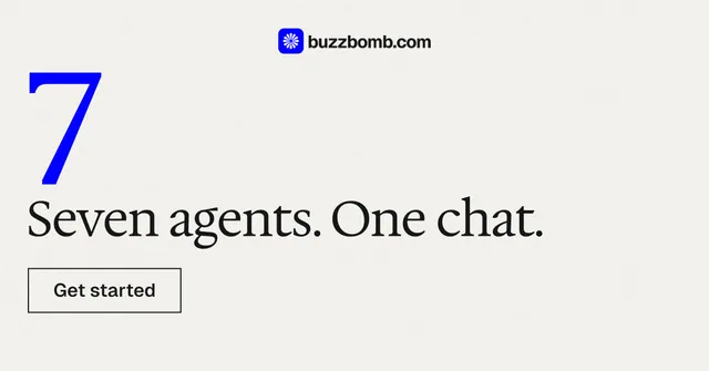 Social ad for BuzzBomb: "Distribution, solved." Editorial style, stat layout, light palette in white.