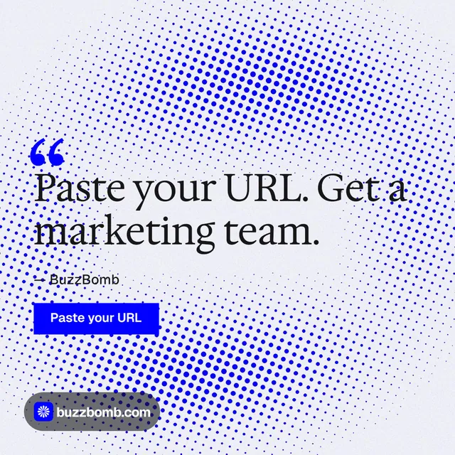 Instagram post for BuzzBomb: "Nothing ships unapproved." Swiss style, quote layout, light palette in blue, white.
