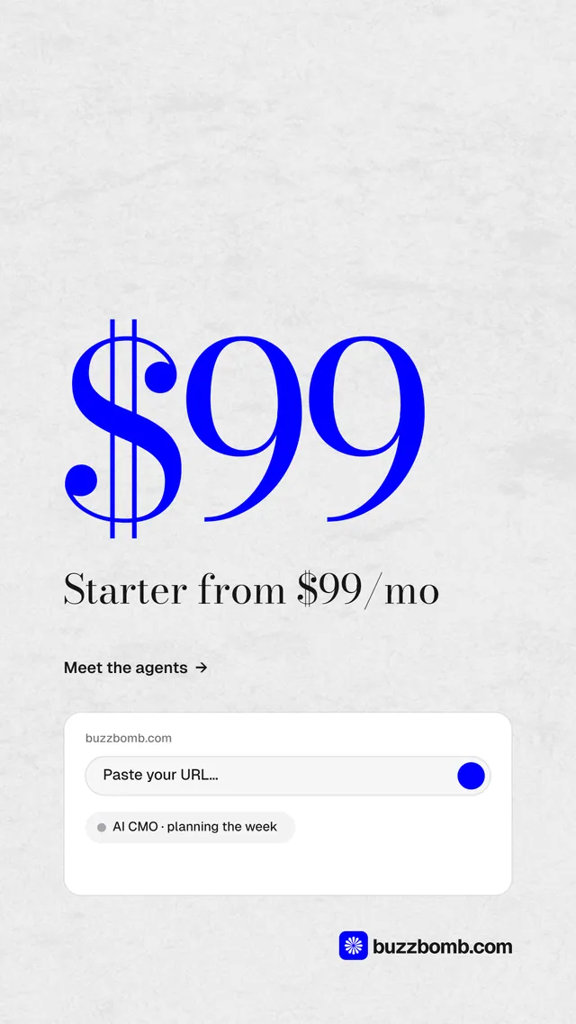 Instagram story for BuzzBomb: "Nothing ships unapproved." Minimal luxury style, stat layout, light palette in white, blue.