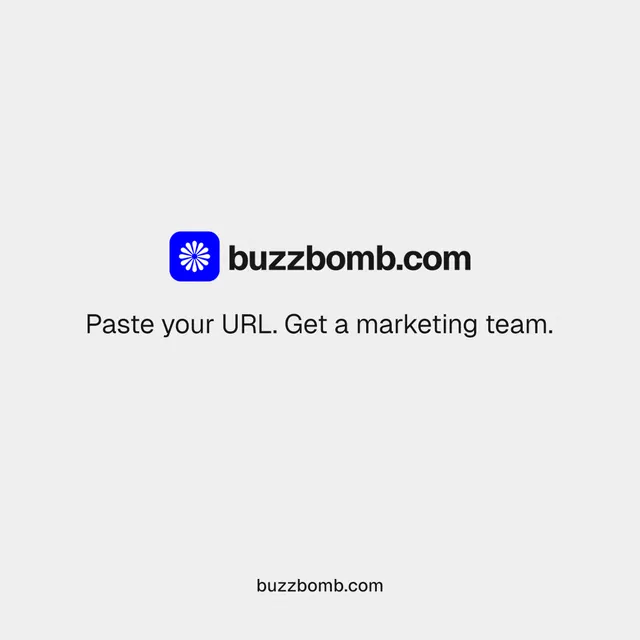 Instagram post for BuzzBomb: "Distribution, solved." Swiss style, end card layout, light palette in white.