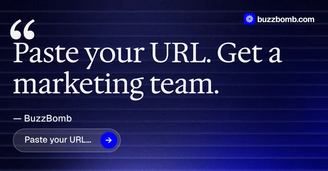 Social ad for BuzzBomb: "Nothing ships unapproved." Agentic glass style, quote layout, dark palette in blue, black.