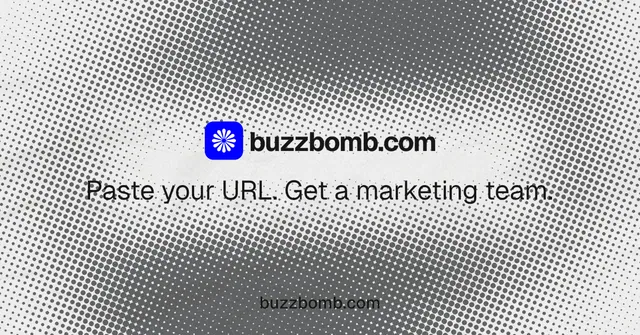 Social ad for BuzzBomb: "Distribution, solved." Split block style, end card layout, light palette in grey, white.