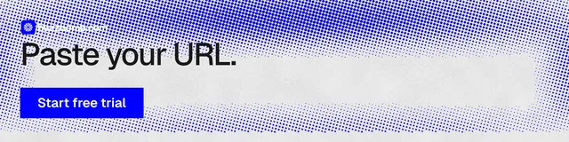 LinkedIn banner for BuzzBomb: "Paste your URL." Swiss style, skeleton layout, light palette in blue, white.