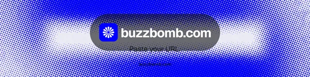 LinkedIn banner for BuzzBomb: "Paste your URL." Swiss style, end card layout, light palette in blue.