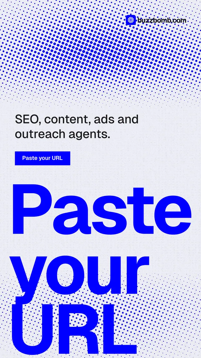 Instagram story for BuzzBomb: "One launch. A week of posts." Split block style, oversized layout, light palette in blue, white.