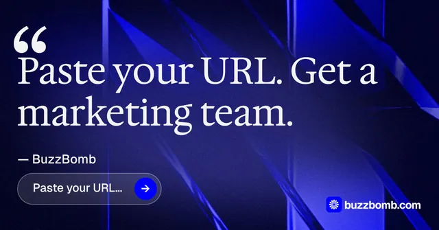 Social ad for BuzzBomb: "Nothing ships unapproved." Agentic glass style, quote layout, dark palette in black, blue.