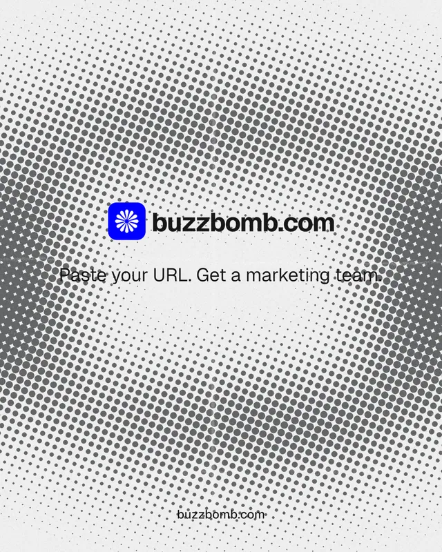 Instagram portrait post for BuzzBomb: "Distribution, solved." Swiss style, end card layout, light palette in grey, white.