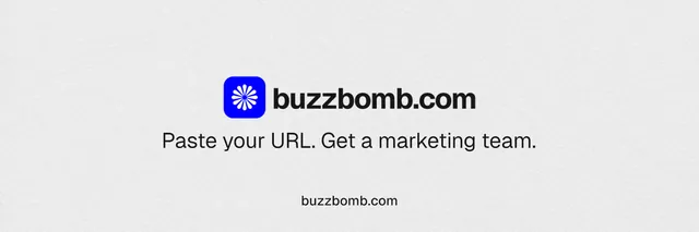 X header for BuzzBomb: "Distribution, solved." Swiss style, end card layout, light palette in white, grey.
