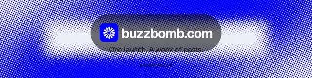 LinkedIn banner for BuzzBomb: "One launch. A week of posts." Swiss style, end card layout, dark palette in blue.