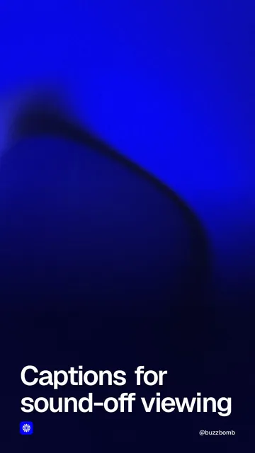 Video for BuzzBomb: "Captions for sound-off viewing". Shader loop, 6.0 s, dark palette.