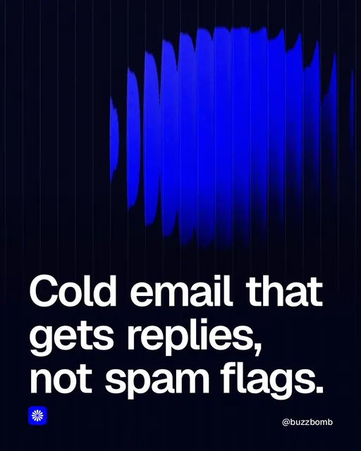 Video for BuzzBomb: "Cold email that gets replies, not spam flags.". Shader loop, 6.0 s, dark palette.