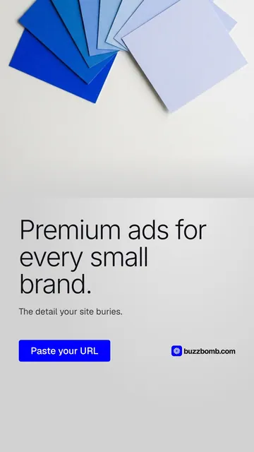 Video for BuzzBomb: "Premium ads for every small brand.". Doc motion loop, 6.0 s, light palette.