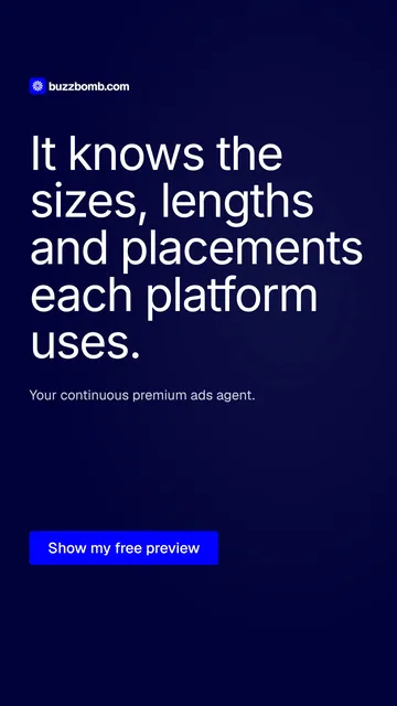 Video for BuzzBomb: "It knows the sizes, lengths and placements each platform uses.". Doc motion loop, 6.0 s, dark palette.