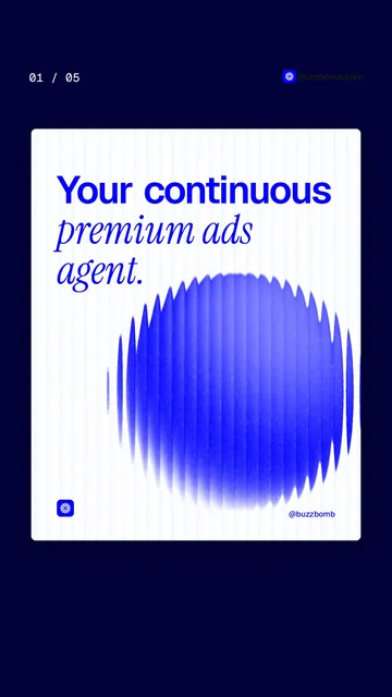 Video for BuzzBomb. Ad flipbook, 7.5 s, dark palette.