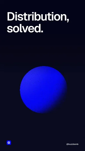 Video for BuzzBomb: "Distribution, solved.". Shader loop, 6.0 s, dark palette.