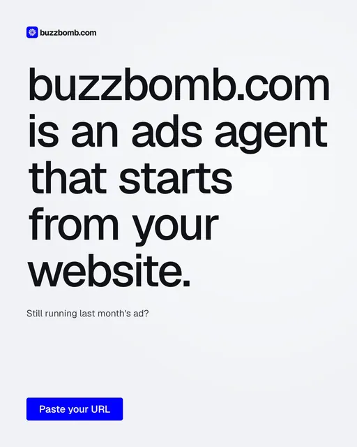 Video for BuzzBomb: "buzzbomb.com is an ads agent that starts from your website.". Doc motion loop, 6.0 s, light palette.