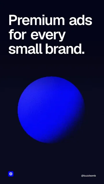 Video for BuzzBomb: "Premium ads for every small brand.". Shader loop, 6.0 s, dark palette.