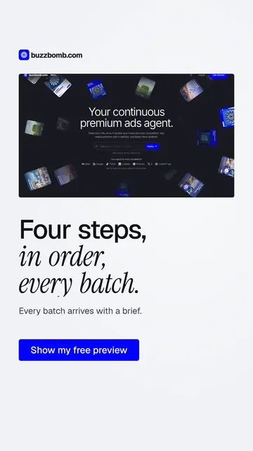 Video for BuzzBomb: "Four steps, in order, every batch.". Doc motion loop, 8.0 s, light palette.
