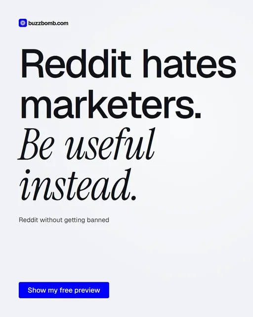 Video for BuzzBomb: "Reddit hates marketers. Be useful instead.". Doc motion loop, 6.0 s, light palette.
