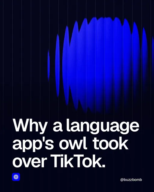 Video for BuzzBomb: "Why a language app's owl took over TikTok.". Shader loop, 6.0 s, dark palette.