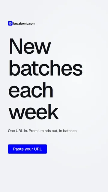 Video for BuzzBomb: "New batches each week". Doc motion loop, 8.0 s, light palette.