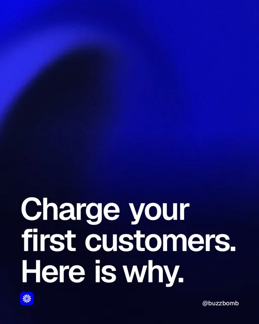 Video for BuzzBomb: "Charge your first customers. Here is why.". Shader loop, 6.0 s, dark palette.