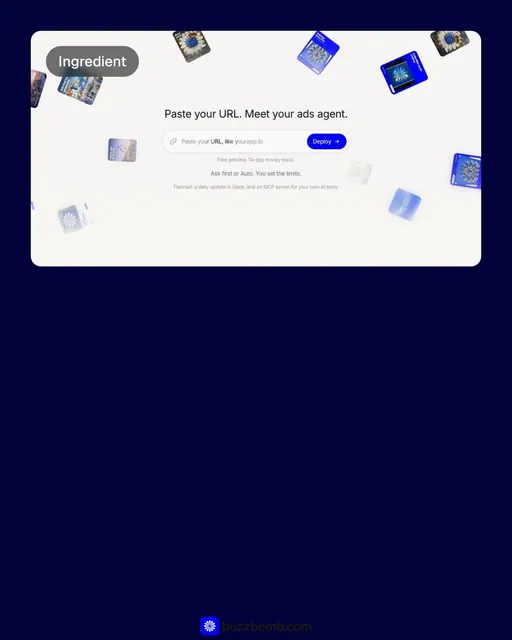 Video for BuzzBomb: "Paste a URL. Approve a batch.". Before after wipe, 6.0 s, dark palette.