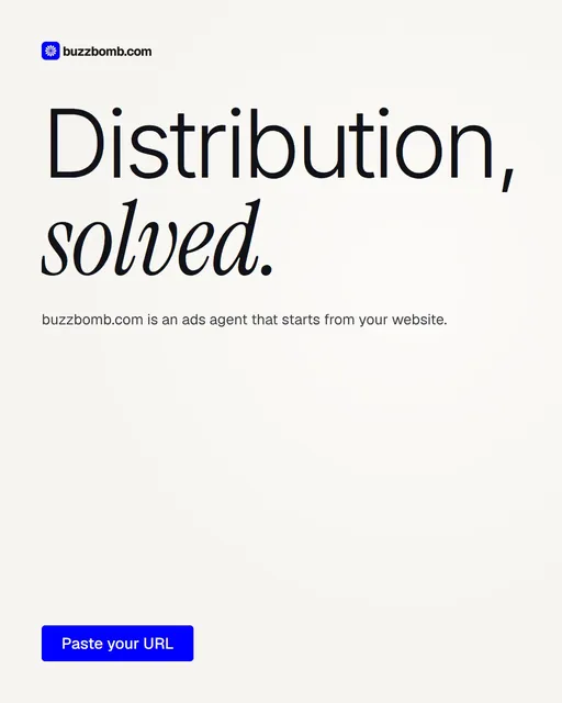 Video for BuzzBomb: "Distribution, solved.". Doc motion loop, 8.0 s, light palette.