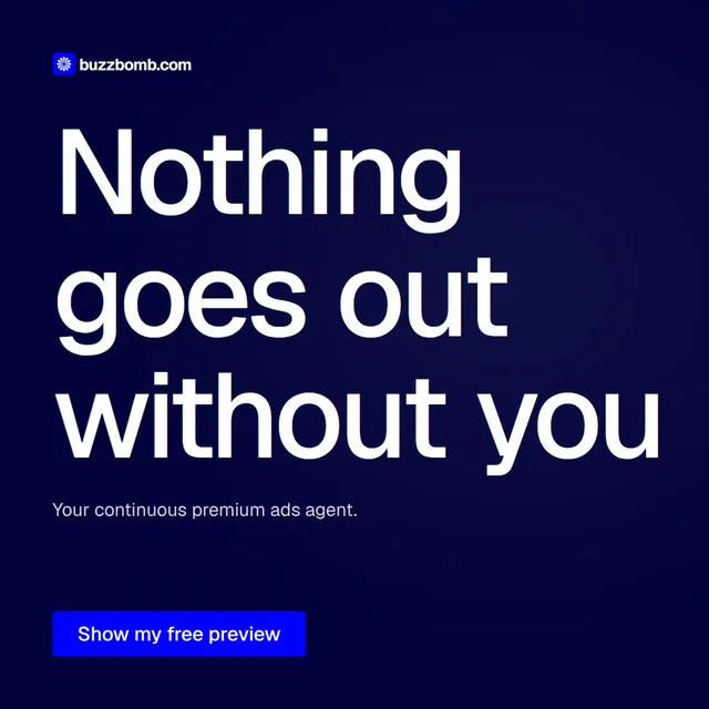 Video for BuzzBomb: "Nothing goes out without you". Doc motion loop, 6.0 s, dark palette.