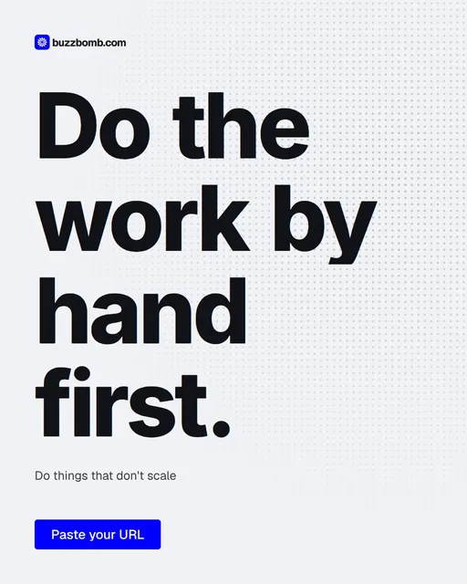 Video for BuzzBomb: "Do the work by hand first.". Doc motion loop, 8.0 s, light palette.