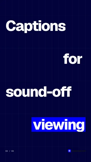 Video for BuzzBomb: "Captions for sound-off viewing". Kinetic type grid, 6.0 s, dark palette.