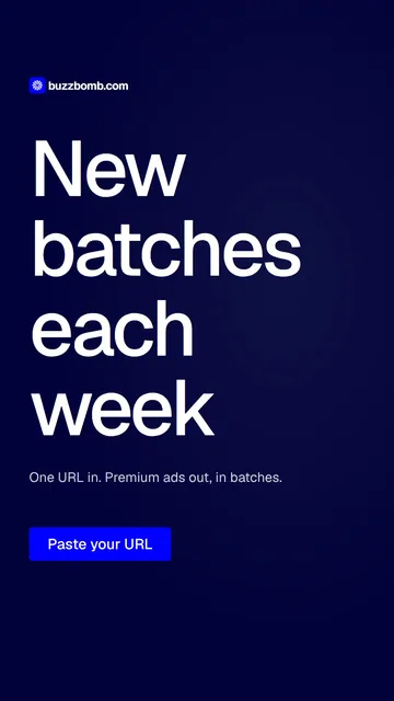Video for BuzzBomb: "New batches each week". Doc motion loop, 7.0 s, dark palette.
