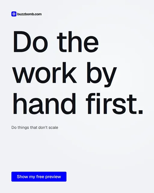 Video for BuzzBomb: "Do the work by hand first.". Doc motion loop, 6.0 s, light palette.