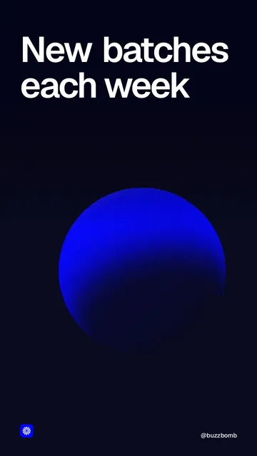 Video for BuzzBomb: "New batches each week". Shader loop, 6.0 s, dark palette.