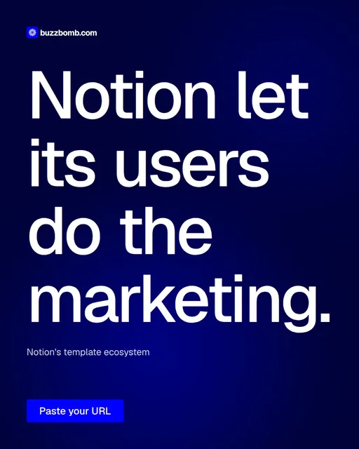 Video for BuzzBomb: "Notion let its users do the marketing.". Doc motion loop, 6.0 s, dark palette.
