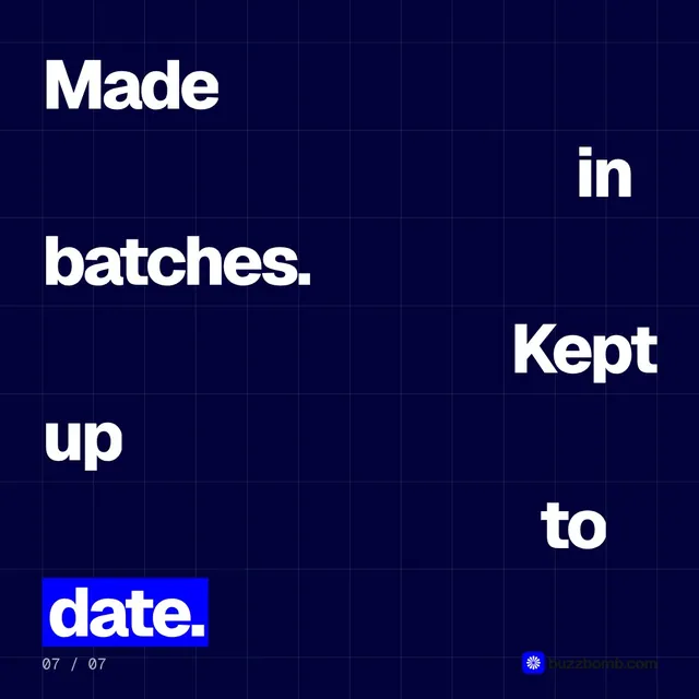 Video for BuzzBomb: "One agent for Meta, Google, TikTok, LinkedIn, Pinterest, X and ChatGPT ads.". Kinetic type grid, 6.0 s, dark palette.