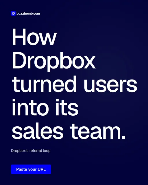 Video for BuzzBomb: "How Dropbox turned users into its sales team.". Doc motion loop, 7.0 s, dark palette.
