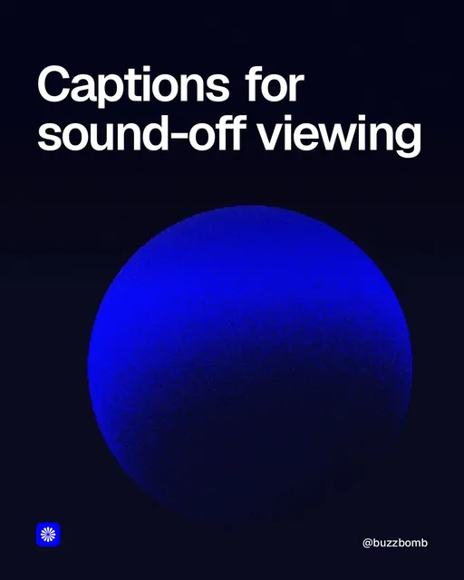 Video for BuzzBomb: "Captions for sound-off viewing". Shader loop, 6.0 s, dark palette.