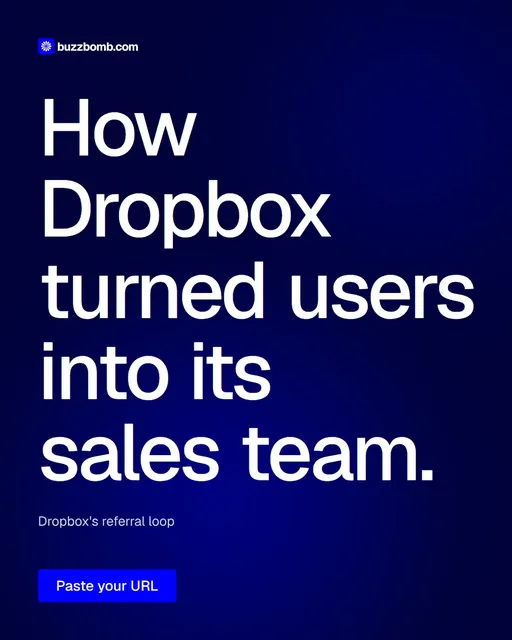 Video for BuzzBomb: "How Dropbox turned users into its sales team.". Doc motion loop, 6.0 s, dark palette.