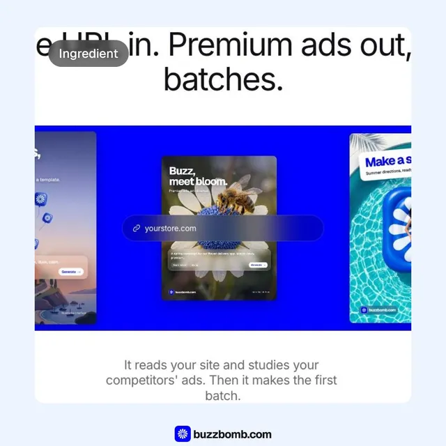 Video for BuzzBomb: "One agent for every ad platform". Before after wipe, 6.0 s, light palette.